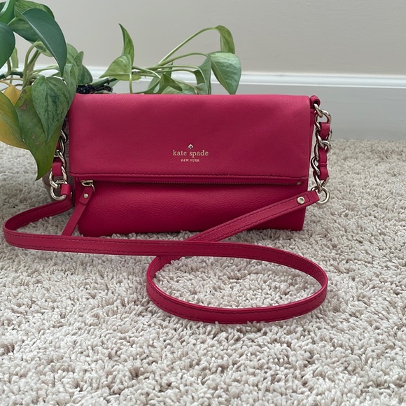 kate spade Handbags - Kate Spade Pink Leather Foldover Crossbody Purse